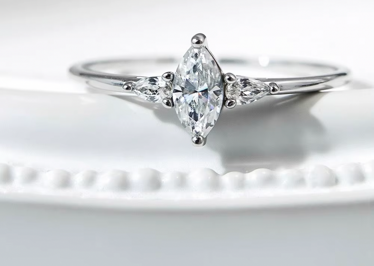 Bague trio d'astre Marquise – Moissanite