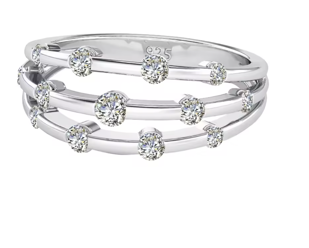 Constellation Triple – Bague Argent Moissanites Célestes