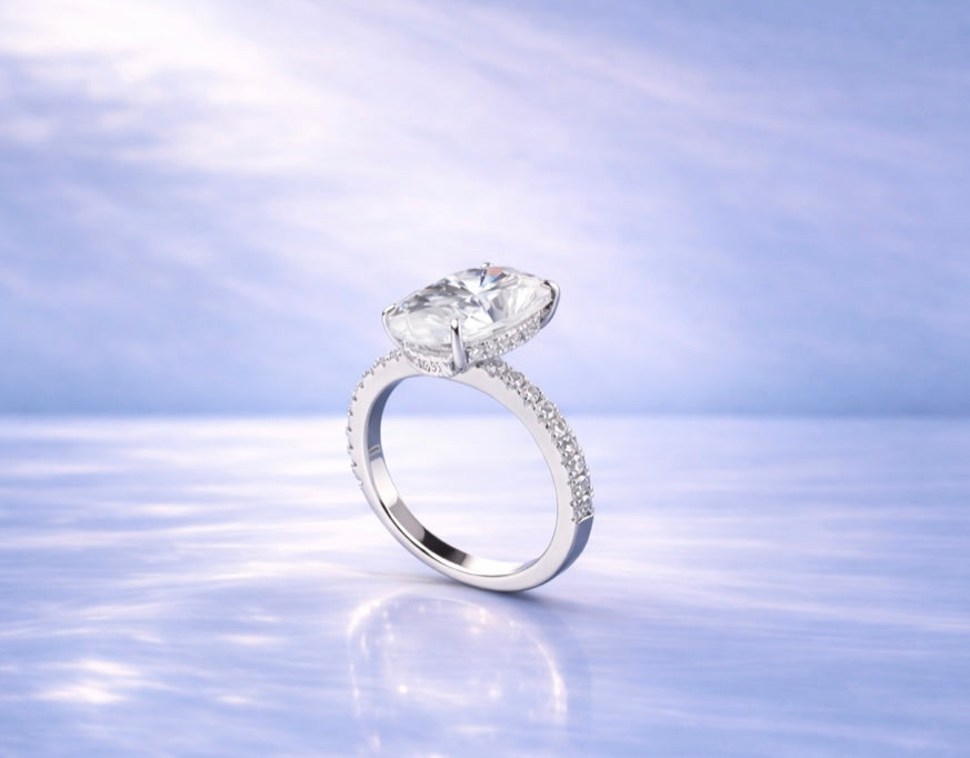 Bague de fiançailles Éclats d'Aurore - Moissanite coupe Ovale