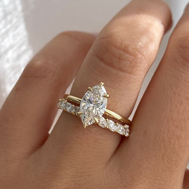 Bague de fiançailles  Éclat Marquise- Moissanite coupe Marquise