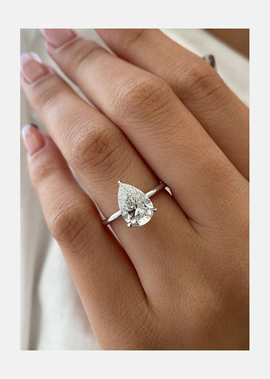 Bague - Éclat de Rosée – Moissanite coupe poire