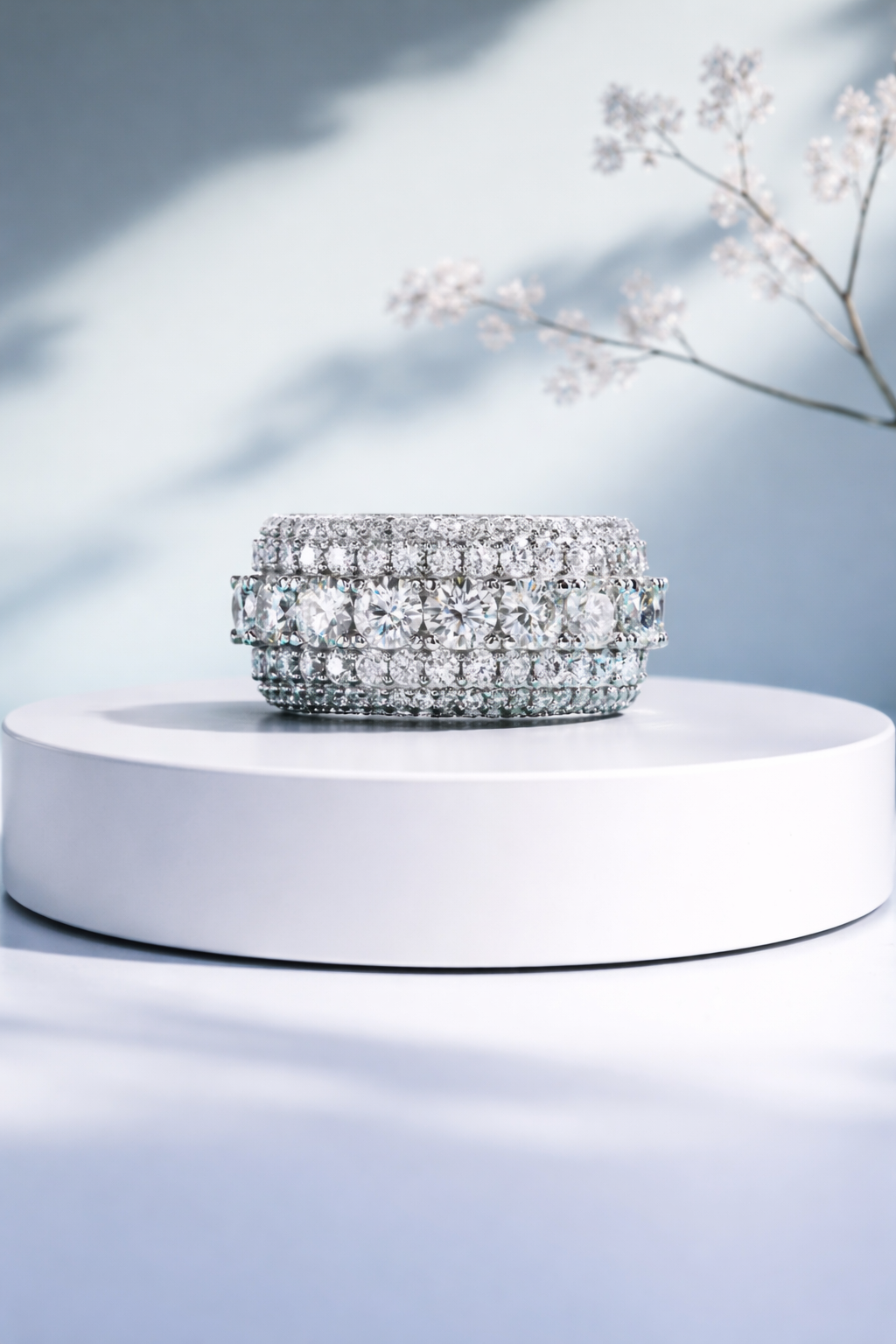 Nébuleuse – Bague Cocktail Full Pavé Moissanite