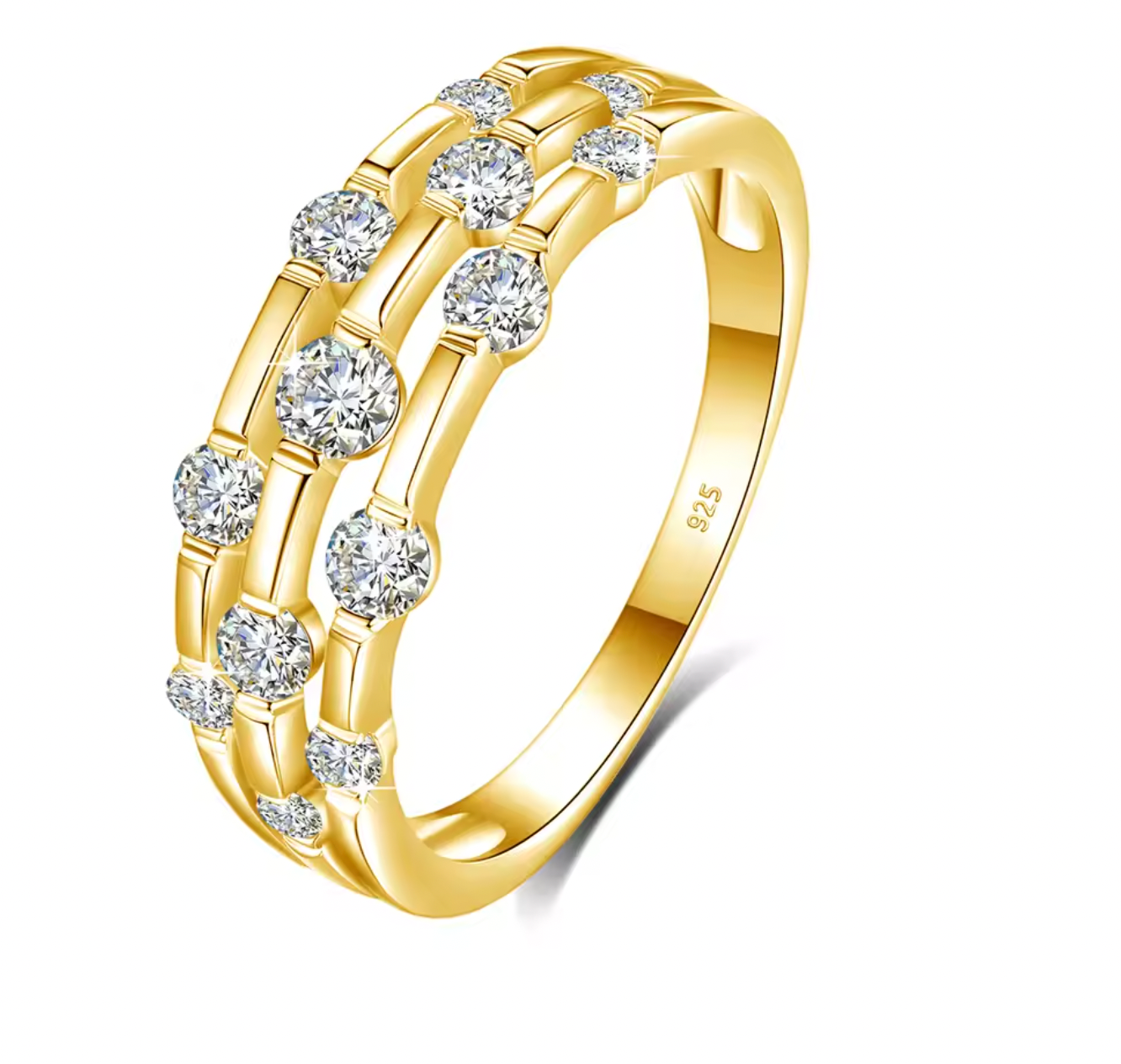 Constellation Triple – Bague Argent Moissanites Célestes