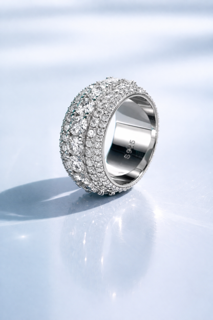Nébuleuse – Bague Cocktail Full Pavé Moissanite