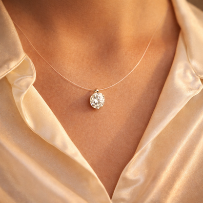 Collier Éclat Suspendu – Moissanite sur fil invisible