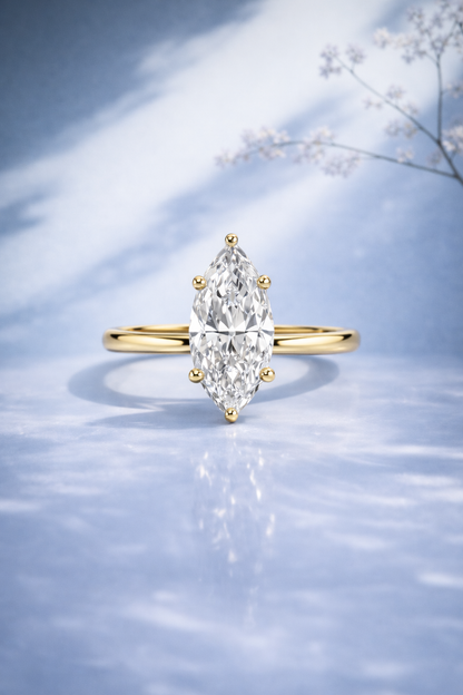 Bague de fiançailles  Éclat Marquise- Moissanite coupe Marquise
