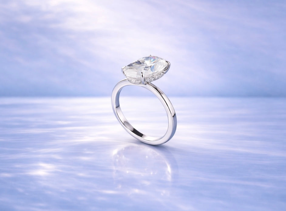 Bague de fiançailles Éclats d'Aurore - Moissanite coupe Ovale