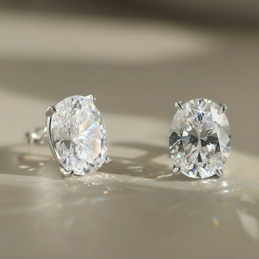 Boucles d'Oreilles Moissanite coupe Ovale