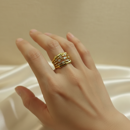 Constellation Triple – Bague Argent Moissanites